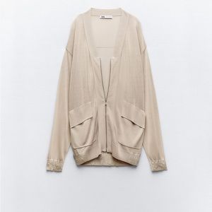 SEMI-SHEER KNIT BOMBER CARDIGAN